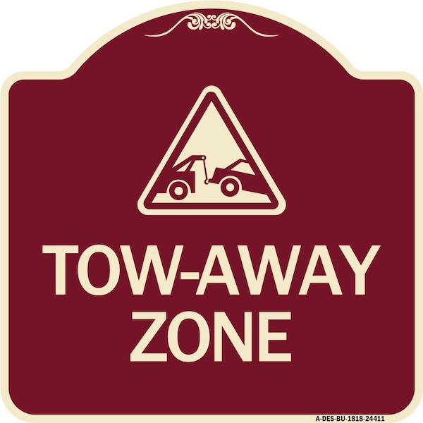 Tow-Away Zone with Graphic Heavy-Gauge Aluminum Architectural Sign, 18" x 18", BU-1818-24411